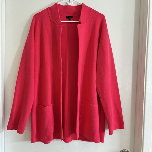 Talbots Long Cardigan Sweater Women's Sz XL Open Front Heathered Red - Picture 1 of 7